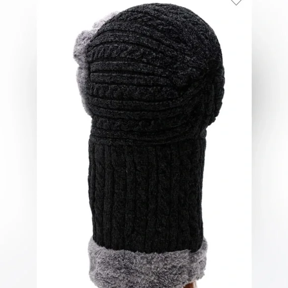 Chenille & Fleece Faux Fur Balaclava Hat Scarf - Picture 3 of 8